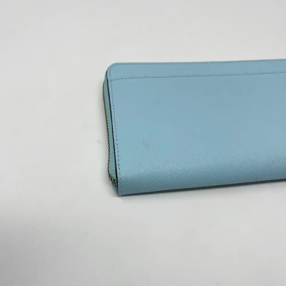Kate Spade Grace Blue Newbury Lane Neda Wallet Leather Zip Around Gold Hardware